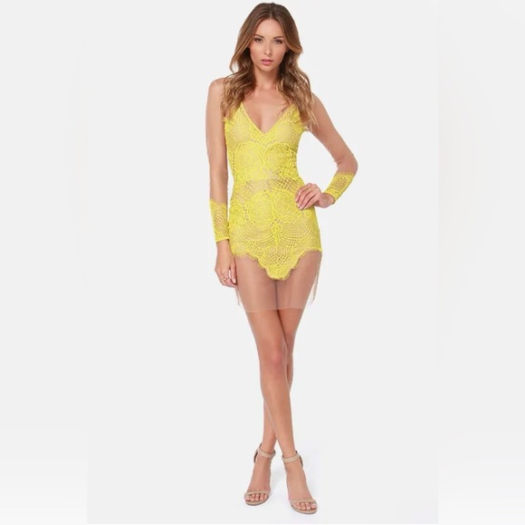 For Love and Lemons Antigua mini dress - Lemon - xs - Picture 11 of 15